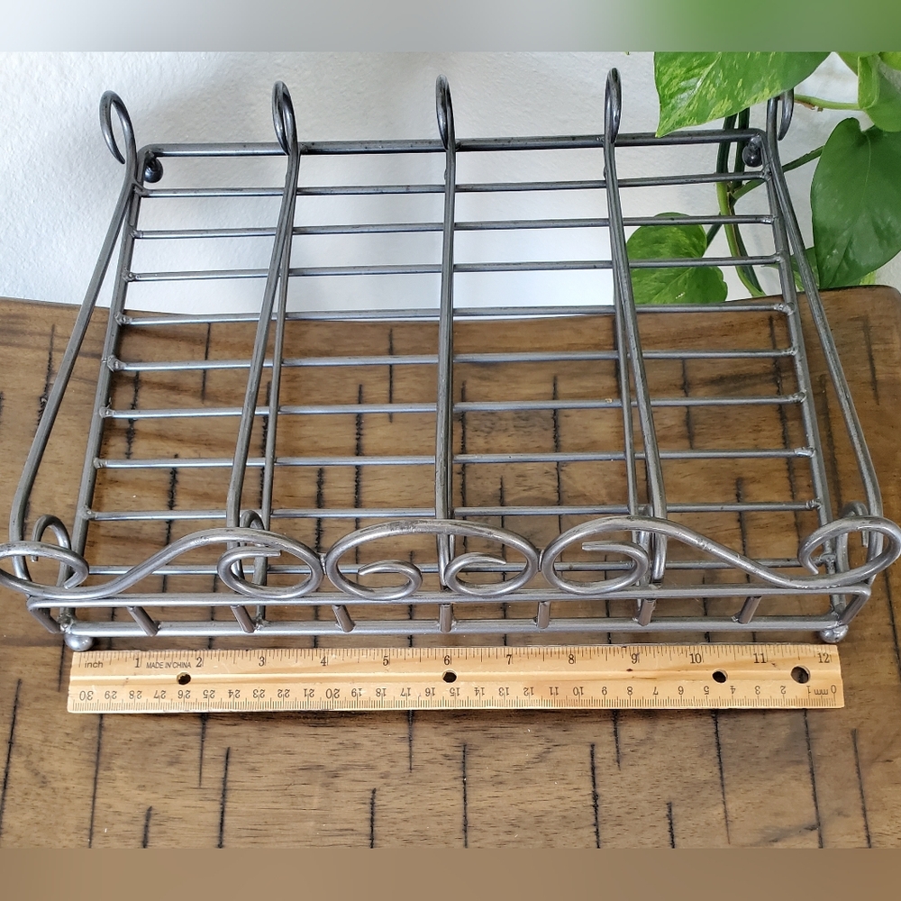 Home Interiors Sutton Silver Wrought Iron Caddy Organizer Vintage - Picture 5 of 8